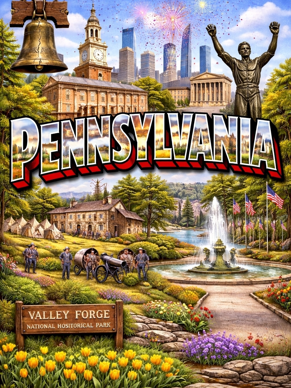 Pennsylvania Scenic Art Print - Black Framed Wall Art - Picture 2 of 2